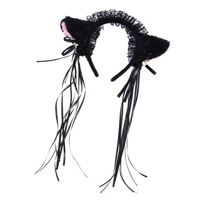 Holibanna Glitter Cat Ear Headband with Flexible Frame, Black