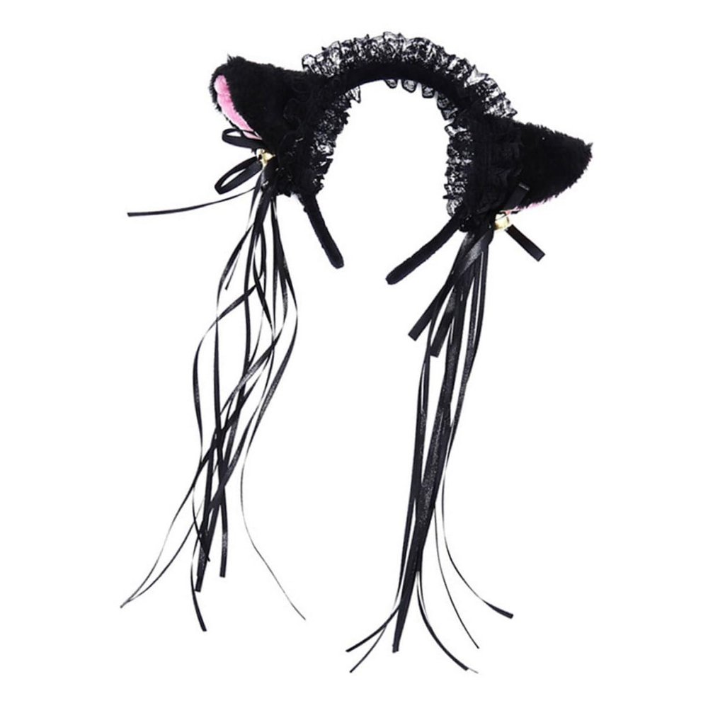 Holibanna Glitter Cat Ear Headband with Flexible Frame, Black