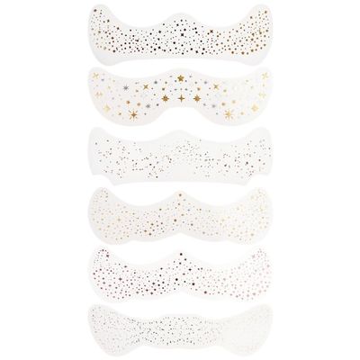 Tsffae 6-Piece Glitter Freckle Face Tattoos, Temporary Gold Face Glitter Makeup Patches