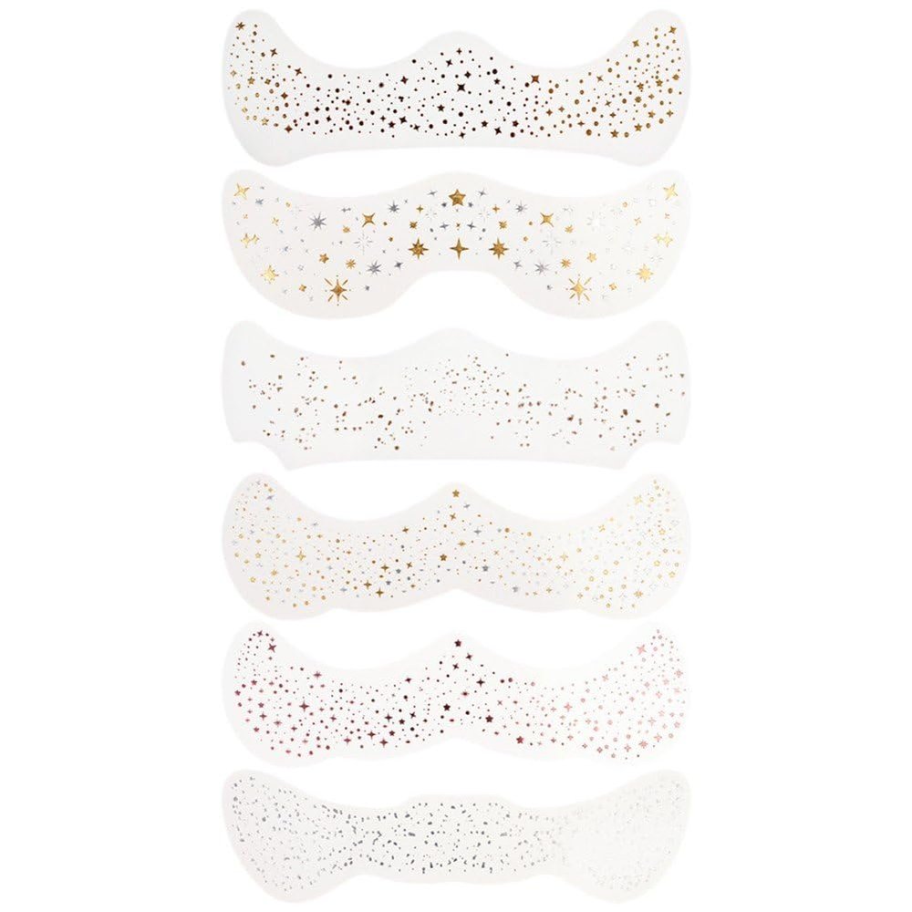 Tsffae 6-Piece Glitter Freckle Face Tattoos, Temporary Gold Face Glitter Makeup Patches