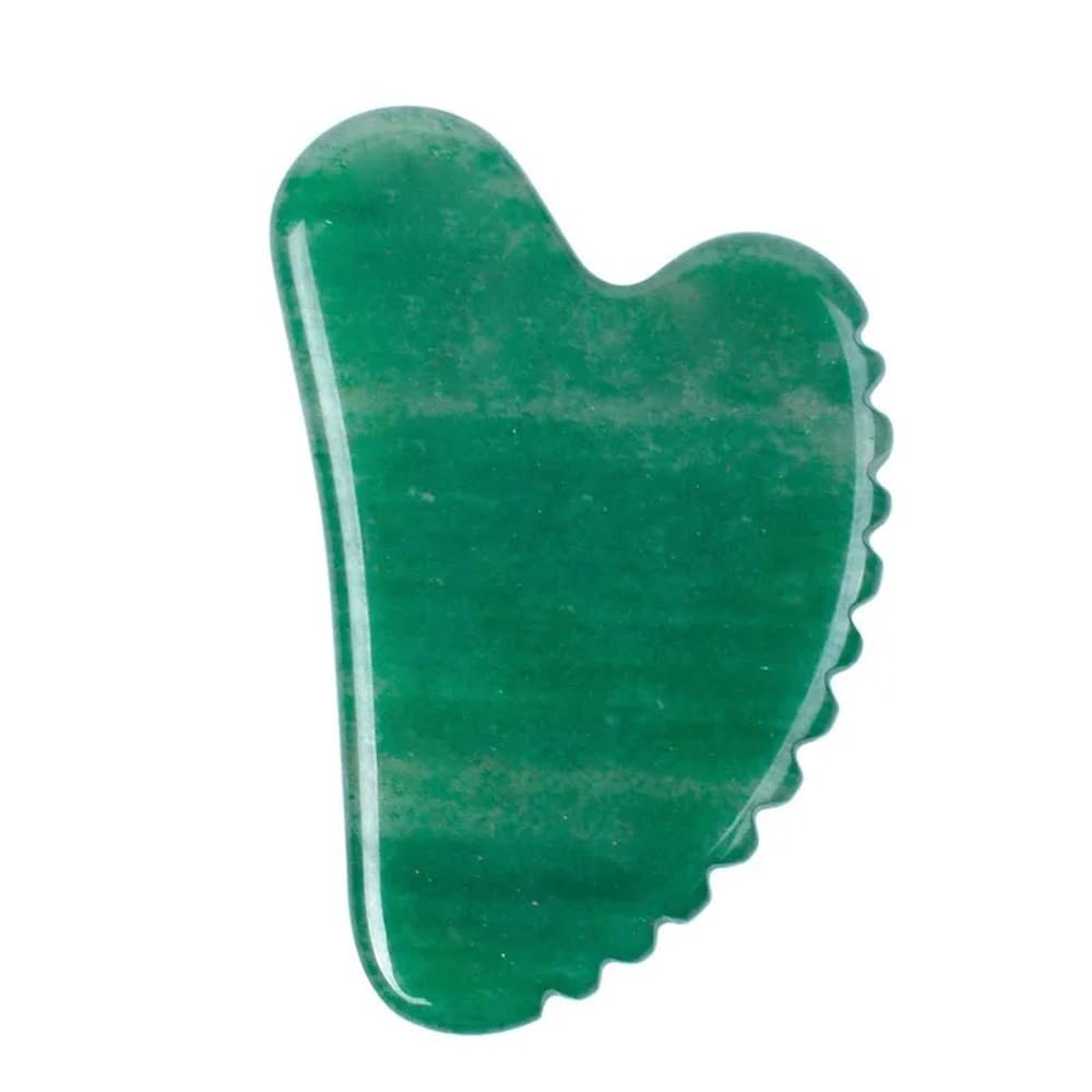 Jade Stone Gua Sha Scraper, Zigzag Gua Sha Massage Tool for Body Meridian Scraping, Face Lifting, and Skin Slimming (Green)