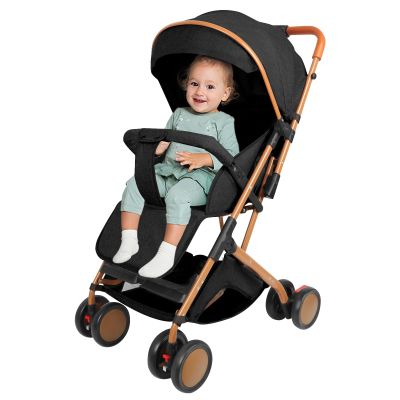 Lightweight Compact Stroller, Reclining Backrest, Black