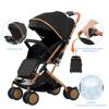 Lightweight Compact Stroller, Reclining Backrest, Black view 4