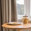 Tolldek 2-Piece Chenille Curtain Set, Linen-Look Solid Color, Light Brown, 96 x 138 cm view 2