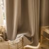 Tolldek 2-Piece Chenille Curtain Set, Linen-Look Solid Color, Light Brown, 96 x 138 cm view 4
