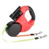 Retractable Double Dog Leash, 300 cm/118 in, with LED Light, Red view 1