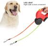 Retractable Double Dog Leash, 300 cm/118 in, with LED Light, Red view 3