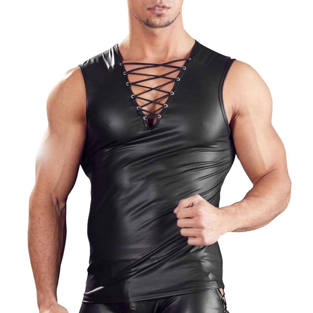 Men's Sexy Latex Underwear Slim-Fit Tank Top