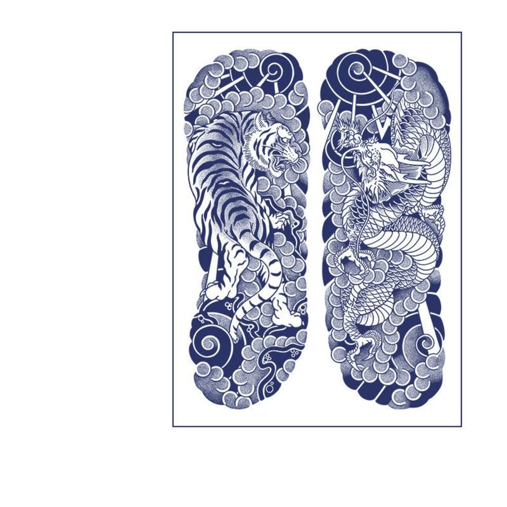 2-Piece Waterproof Temporary Tattoos – Japanese Herbal Flower Designs