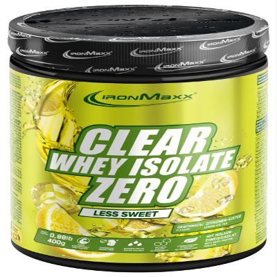 IronMaxx Clear Whey Isolate Zero - LESS SWEET - Lemon Iced Tea 400 g Tub | Clear Sugar-Free Whey Protein Isolate | Lactose-Free Clear Protein | Protein Lemonade with a Fruity, Refreshing Flavor