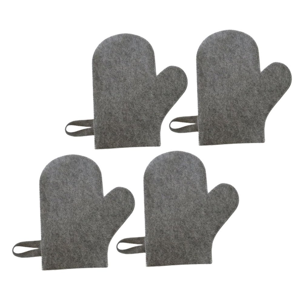 4-Pack Felt Sauna Gloves with Hanging Ring for Spa and Home