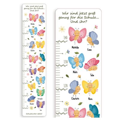 Holzura Wooden Growth Chart for Teachers – Personalized Kindergarten Chart with Names – Butterfly Design