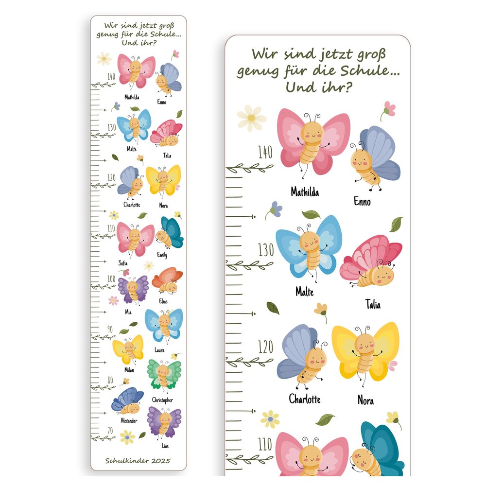 Holzura Wooden Growth Chart for Teachers – Personalized Kindergarten Chart with Names – Butterfly Design