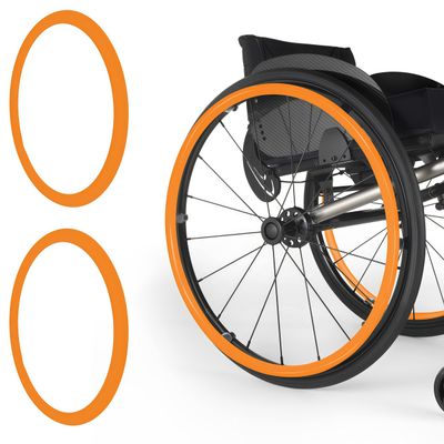 RVUEM 1 Pair Wheelchair Handrim Covers, Non-Slip Rubber Covers for 22/24-Inch Rear Wheels, Orange, 22-Inch
