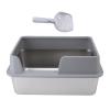 Stainless Steel Cat Litter Box with High Sides and Removable Lid, Gray view 1