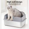 Stainless Steel Cat Litter Box with High Sides and Removable Lid, Gray view 2