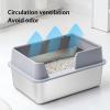 Stainless Steel Cat Litter Box with High Sides and Removable Lid, Gray view 3