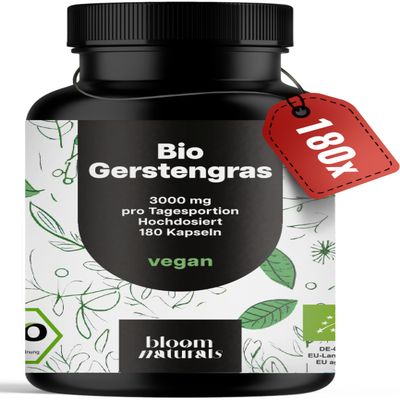 Organic Barley Grass Capsules, High-Dose, 180 Capsules, 3,000 mg per Day