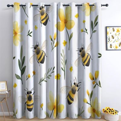 3D Cartoon Bulldozer Blackout Curtains with Grommets, 2-Piece Set, 55 x 102 in