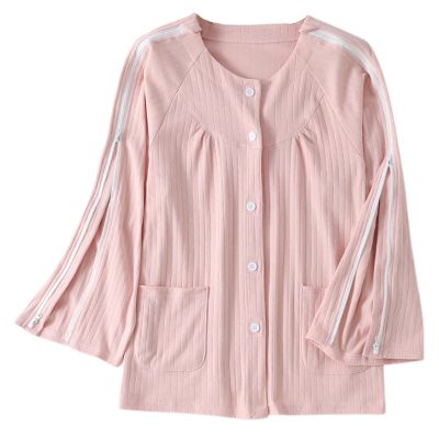 TOVCHEI Long-Sleeve Breakaway Patient Pajama Top, Pink, L