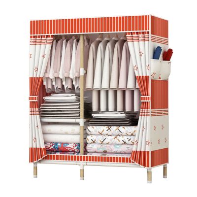 XFQZJG Portable Canvas Wardrobe, Folding Closet with Clothes Rail, for Bedroom and Living Room (100 x 45 x 155 cm)