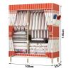 XFQZJG Portable Canvas Wardrobe, Folding Closet with Clothes Rail, for Bedroom and Living Room (100 x 45 x 155 cm) view 4