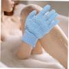 Heavy-Duty Exfoliating Bath Gloves, Nylon, Five-Finger Design, 3 Pairs, Blue view 4