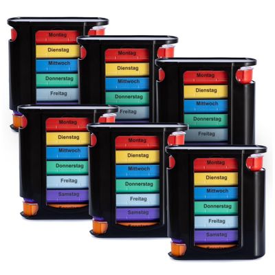 Laro Black Pill Organizer, 7 Days, 4 Compartments per Day, 2-Pack