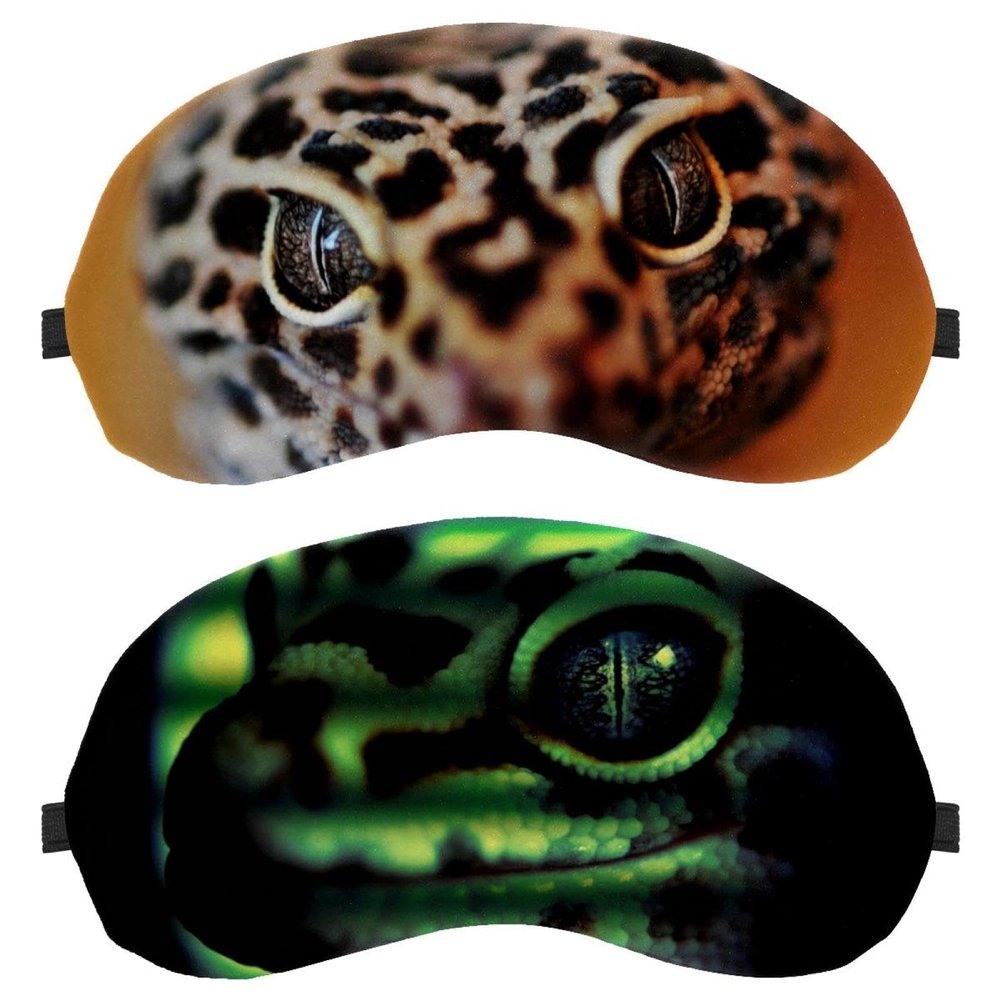 Eslifey Sleep Masks, 2-Pack, Reptile, Gecko and Lizard Designs