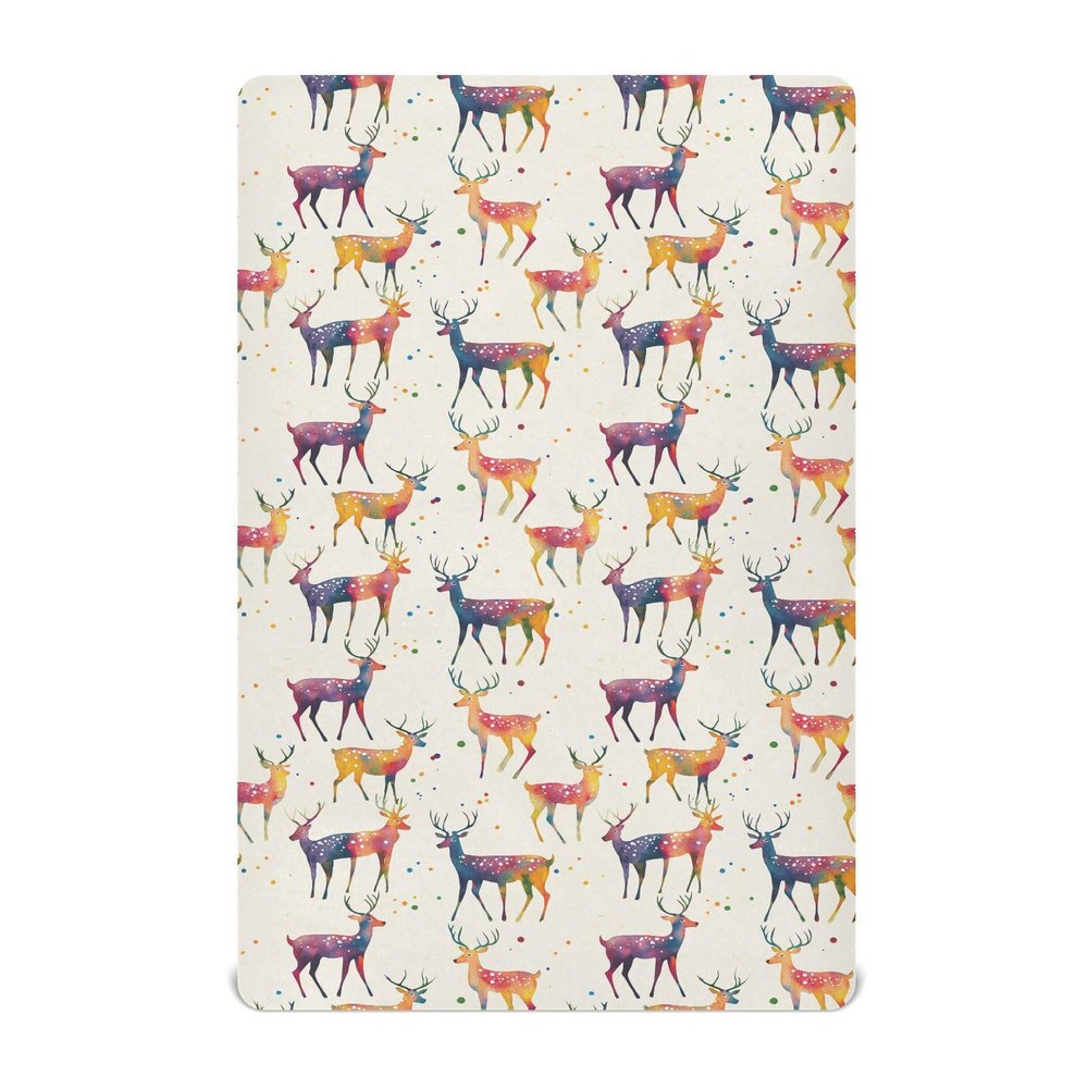 Solid Fitted Crib Sheet, Soft and Breathable, 99.1 x 68.6 cm, Carnival Deer Safari