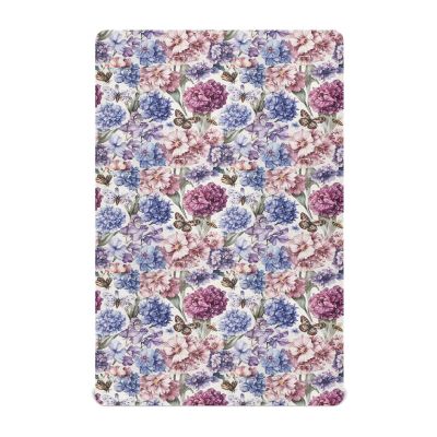 Fitted Sheet Set for Crib Mattresses, Soft and Breathable, 132.1 x 71.1 cm, Flowers, Hyacinths, Carnations, Butterflies and Bees