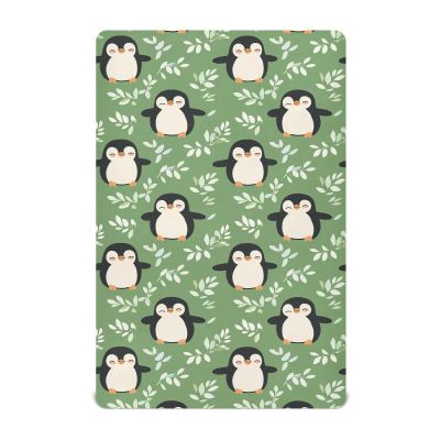 Fitted Crib Sheet for Babies and Toddlers, Soft Penguin Design, 132.1 x 71.1 cm