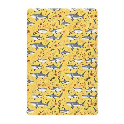 Fitted Crib Sheet for Boys and Girls, Soft Mattress Sheet for Cribs and Toddler Beds, 99.1 x 68.6 cm, “Sweet Sharks” Cartoon Design