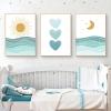 Ueiwffzo 3-Piece Abstract Sea, Sun and Moon Poster Set for Kids' Room, Unframed (21 x 30 cm) view 1