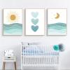 Ueiwffzo 3-Piece Abstract Sea, Sun and Moon Poster Set for Kids' Room, Unframed (21 x 30 cm) view 2