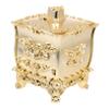 Decorative Golden Plastic Cotton Pad Holder with Floral Embossing view 1