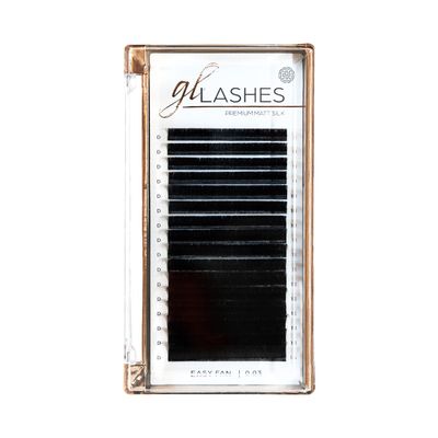 Easy Fan Lashes 0.03 D Curl 14 mm Eyelash Extensions for Volume Technique, Self-Fanning Volume Lashes by GL BEAUTY (D14 mm)
