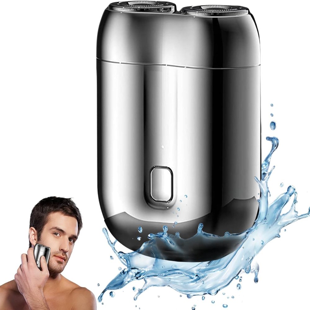 2025 New Portable Mini Electric Shaver, IPX7 Waterproof, Multifunctional Dry Shaver for Men (Silver)