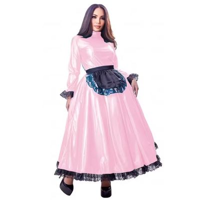YGZHANYUANOKU Laser Apron Dress with Long Sleeves, Pink, L