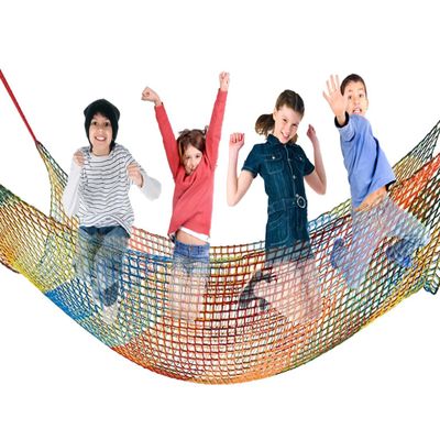 Double-Layer Climbing Safety Net for Playgrounds, Tree Houses and Swings, 9.8 x 9.8 ft (3 x 3 m), Multicolor