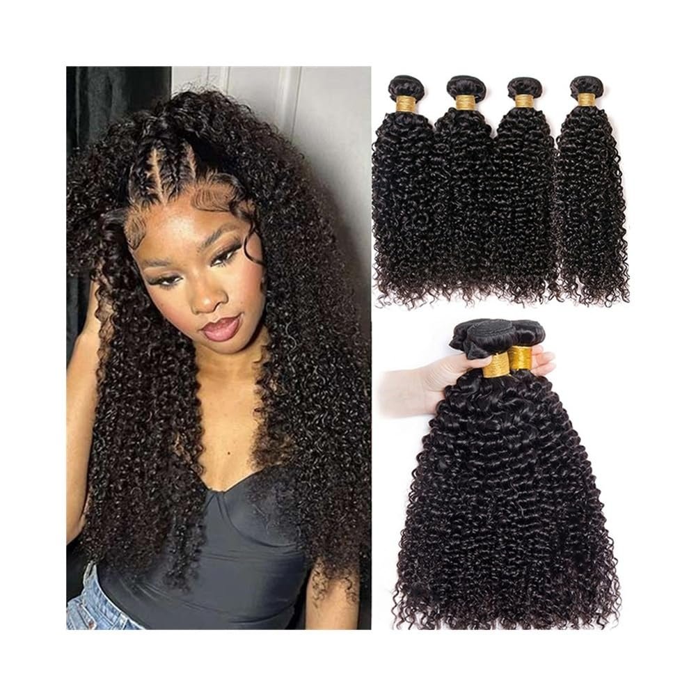 Indian Kinky Curly Human Hair Bundles, 1/3/4 Bundles, Afro Curly Remy Hair Weave Extensions