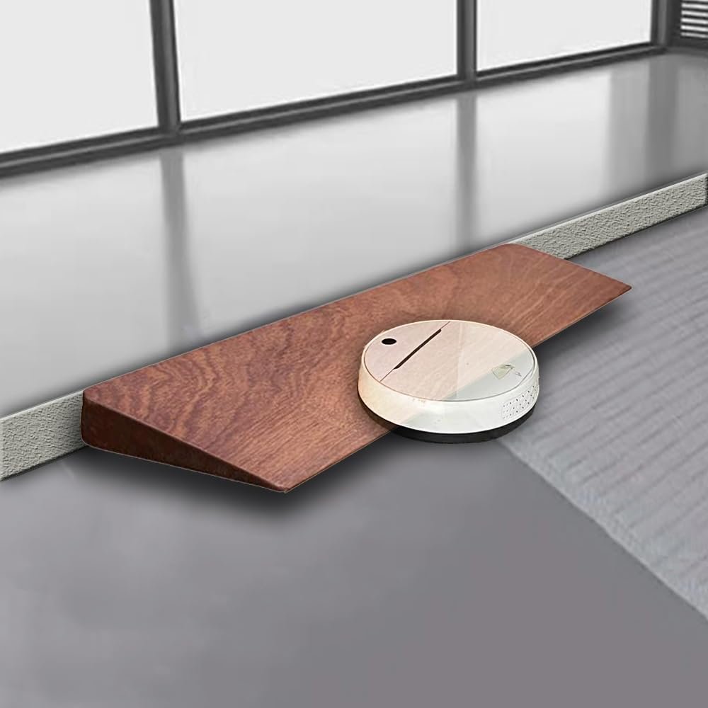 QSPNVFB Wooden Threshold Ramp, Portable Wheelchair Ramp, 1–3 cm Rise, Brown, 50 x 5 x 1 cm