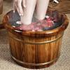 Natural Wood Foot Bath Bucket with Cover Plate view 1