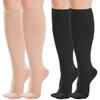2 Pairs Medical Compression Socks for Women & Men, Class 2 (20–30 mmHg) – Support for Varicose Veins & Edema, DVT Prevention for Flights, Travel, Sports & Pregnancy, Black + Beige, S view 1