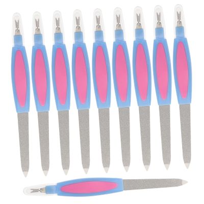 VALICLUD Stainless Steel Nail Files, 10-Pack, Double-Sided, Fine Grit for Precise Nail Care on the Go