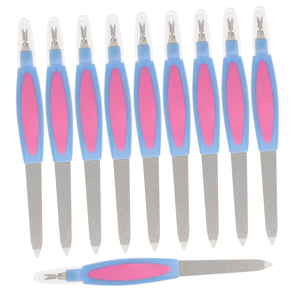 VALICLUD Stainless Steel Nail Files, 10-Pack, Double-Sided, Fine Grit for Precise Nail Care on the Go