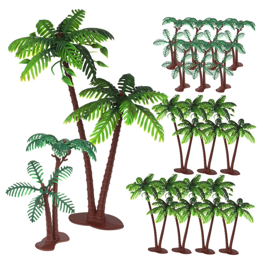 PRETYZOOM 16-Piece Mini Artificial Coconut Tree Cake Toppers for Birthday Beach Parties
