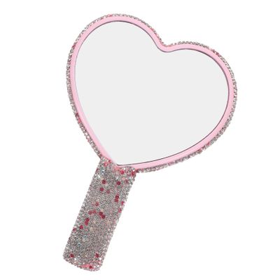 DEARMAMY ABS Heart-Shaped Rhinestone Hand Mirror