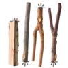 SEWOART 4-Piece Wooden Parrot Perch Set with Stable Base view 1