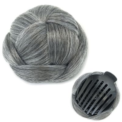 IMISSU Braided Bun Maker Scrunchie Hairpiece for Updos, Secure Hold, Claw Hair Donut, Gray